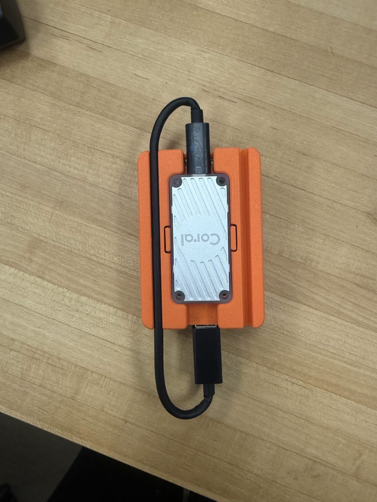The assembled module with an edge TPU accelerator attached